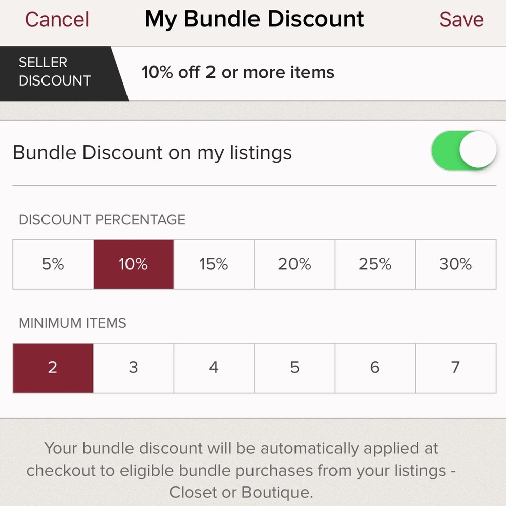 Discount on bundles